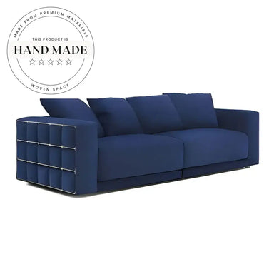 Luxurious Royal Navy Blue Velvet Three Seater Living Room Sofa