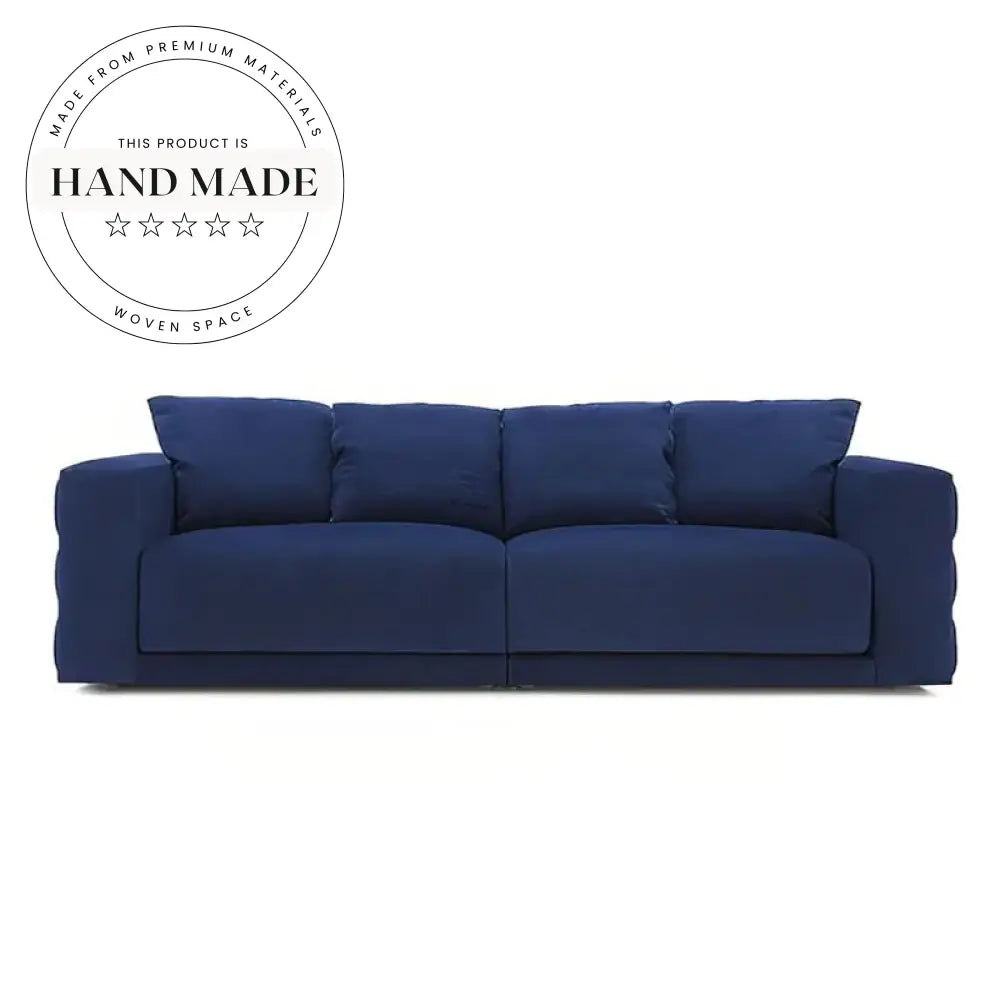 Luxurious Royal Navy Blue Velvet Three Seater Living Room Sofa