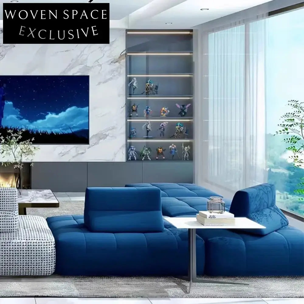 Luxurious Sectional Sofa, Plush Sponge Cushions, Sturdy Wood Frame, Footstool