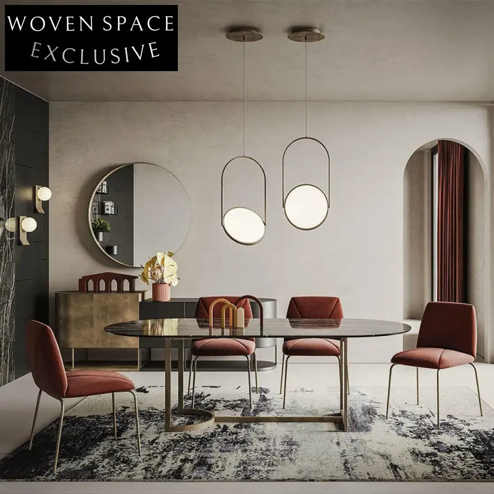 Luxurious Slated Board Top Dining Table with Stainless Steel Base