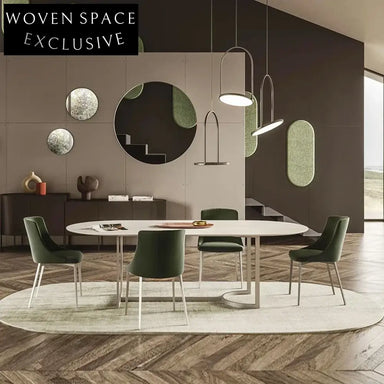 Luxurious Slated Board Top Dining Table with Stainless Steel Base