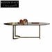 Luxurious Slated Board Top Dining Table with Stainless Steel Base