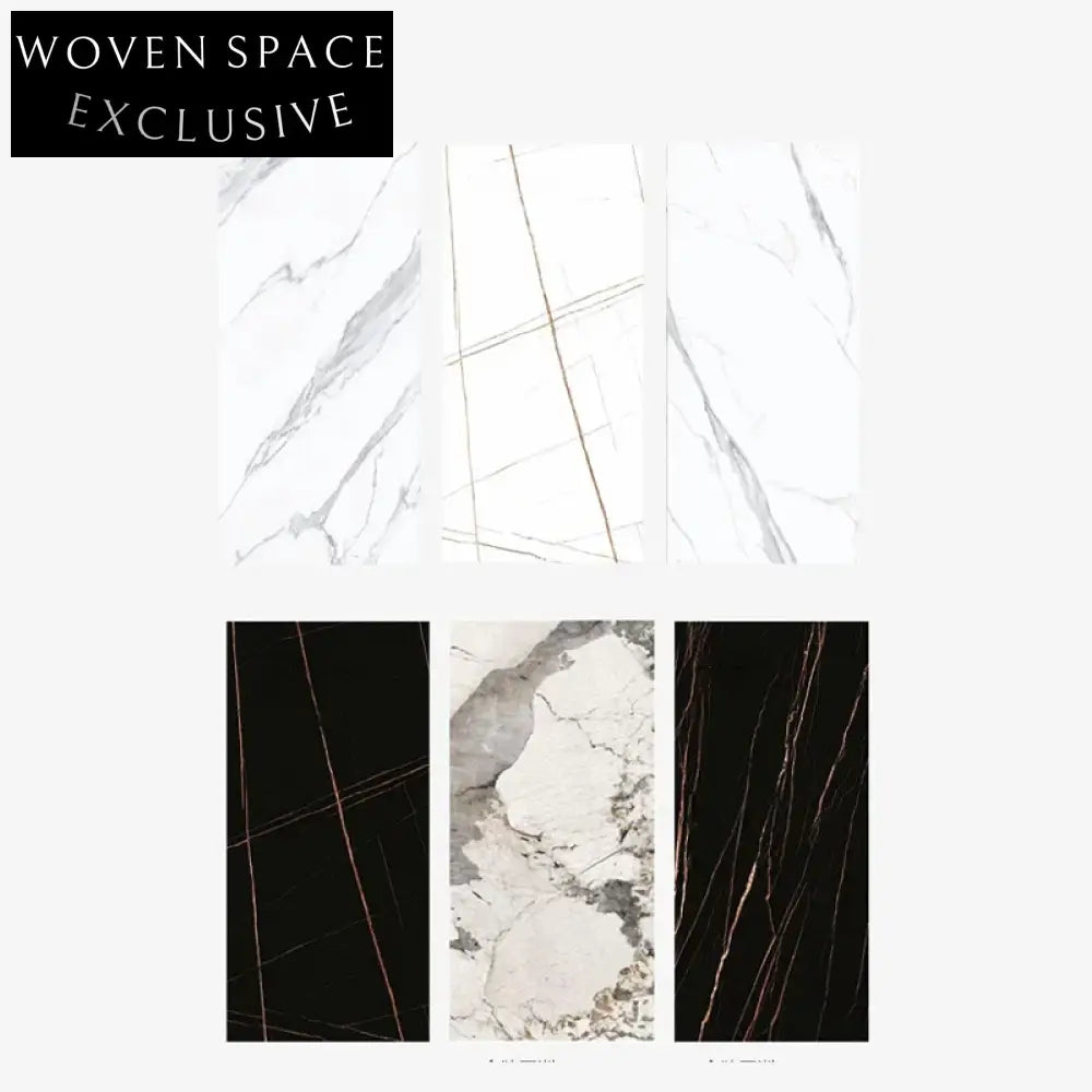 Luxurious Slated Board Top Dining Table with Stainless Steel Base