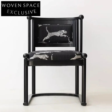 Luxurious Solid Oak Wood Leopard Print Upholstery Dining Chair, Modern Home Furniture