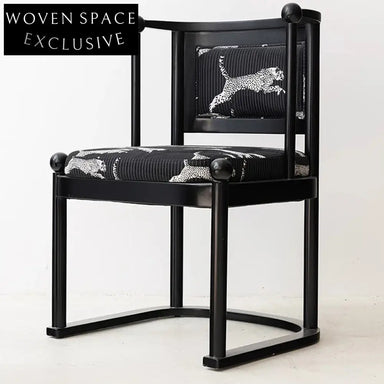 Luxurious Solid Oak Wood Leopard Print Upholstery Dining Chair, Modern Home Furniture