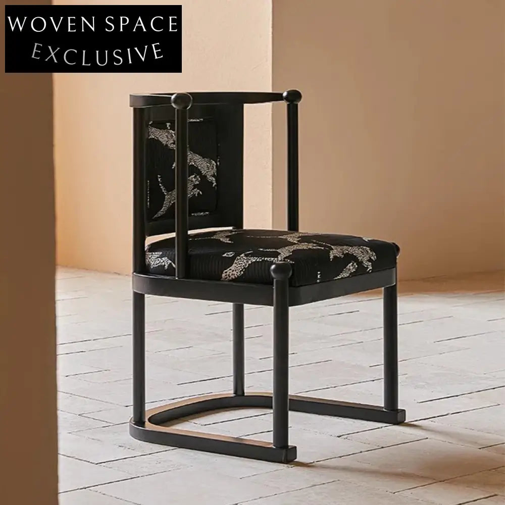 Luxurious Solid Oak Wood Leopard Print Upholstery Dining Chair, Modern Home Furniture