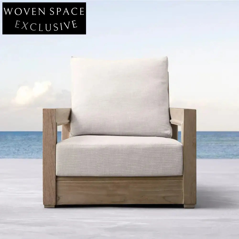 Luxurious Solid Teak Wood Outdoor Sectional Sofa Set with Plush Cushions