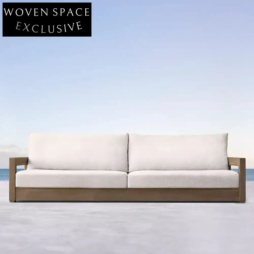 Luxurious Solid Teak Wood Outdoor Sectional Sofa Set with Plush Cushions