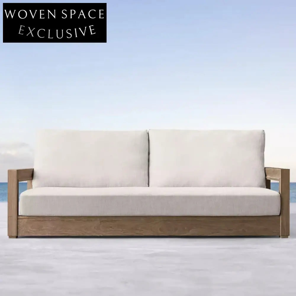 Luxurious Solid Teak Wood Outdoor Sectional Sofa Set with Plush Cushions