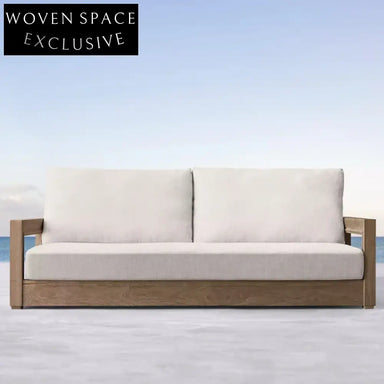 Luxurious Solid Teak Wood Outdoor Sectional Sofa Set with Plush Cushions