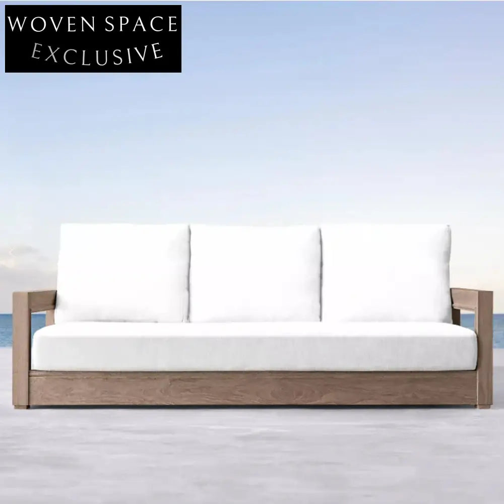 Luxurious Solid Teak Wood Outdoor Sectional Sofa Set with Plush Cushions