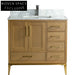 Luxurious Solid Wood Bathroom Vanity with Marble Top, Soft-Close Drawers