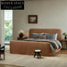 Luxurious Solid Wood King Queen Linen Fabric Bed Frame with High Headboard