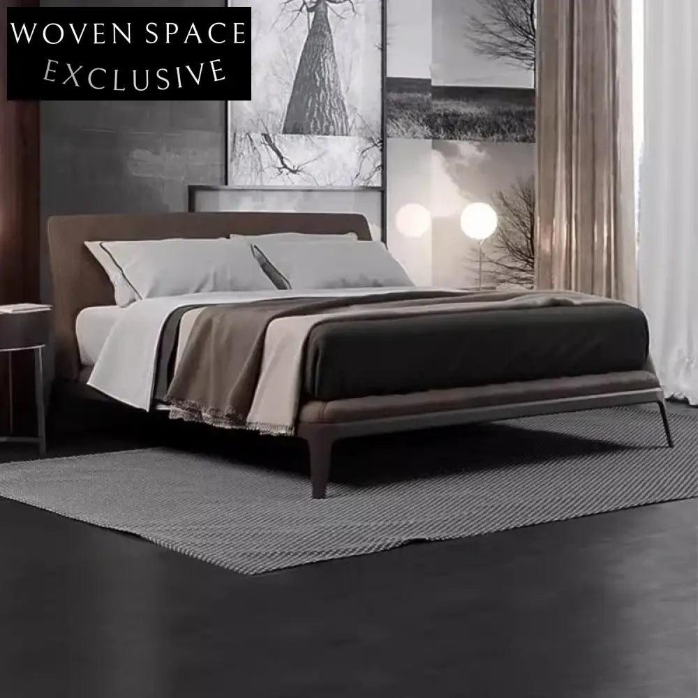 Luxurious Solid Wood King Size Fabric Upholstered Modern Bed