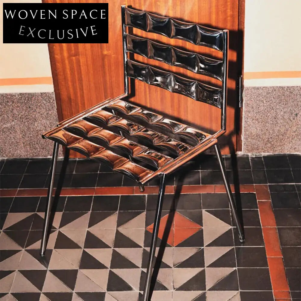 Luxurious Stainless Steel Accent Dining Chair with Hollow High Backrest Design