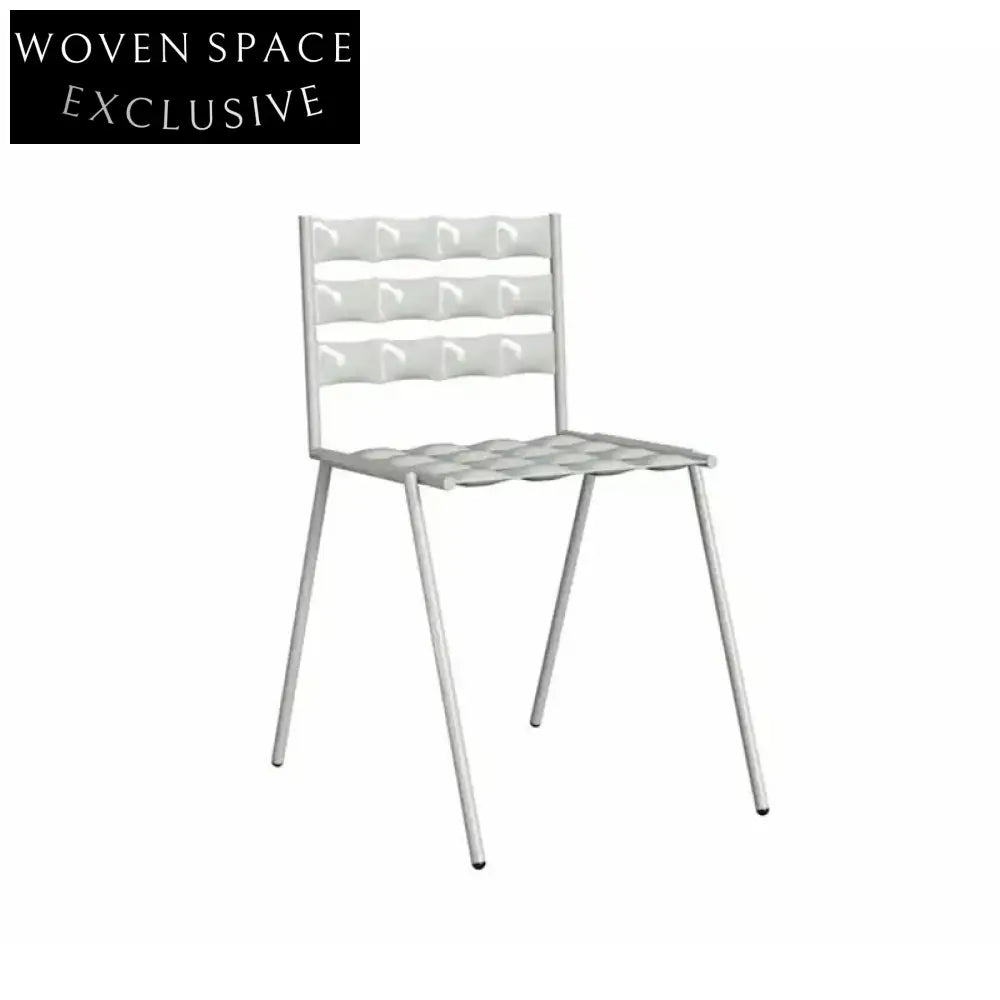 Luxurious Stainless Steel Accent Dining Chair with Hollow High Backrest Design