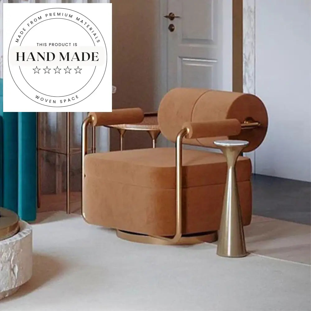 Luxurious Swivel Velvet Accent Chair, Modern Golden Base Leisure Armchair