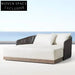 Luxurious Teak Wood Outdoor Daybed, All-Weather Rattan Fabric Pool Lounger