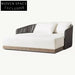 Luxurious Teak Wood Outdoor Daybed, All-Weather Rattan Fabric Pool Lounger