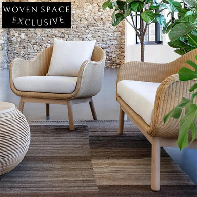 Luxurious Teak Wood Rattan Outdoor Patio Sofa Set with Coffee Table