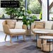 Luxurious Teak Wood Rattan Outdoor Patio Sofa Set with Coffee Table