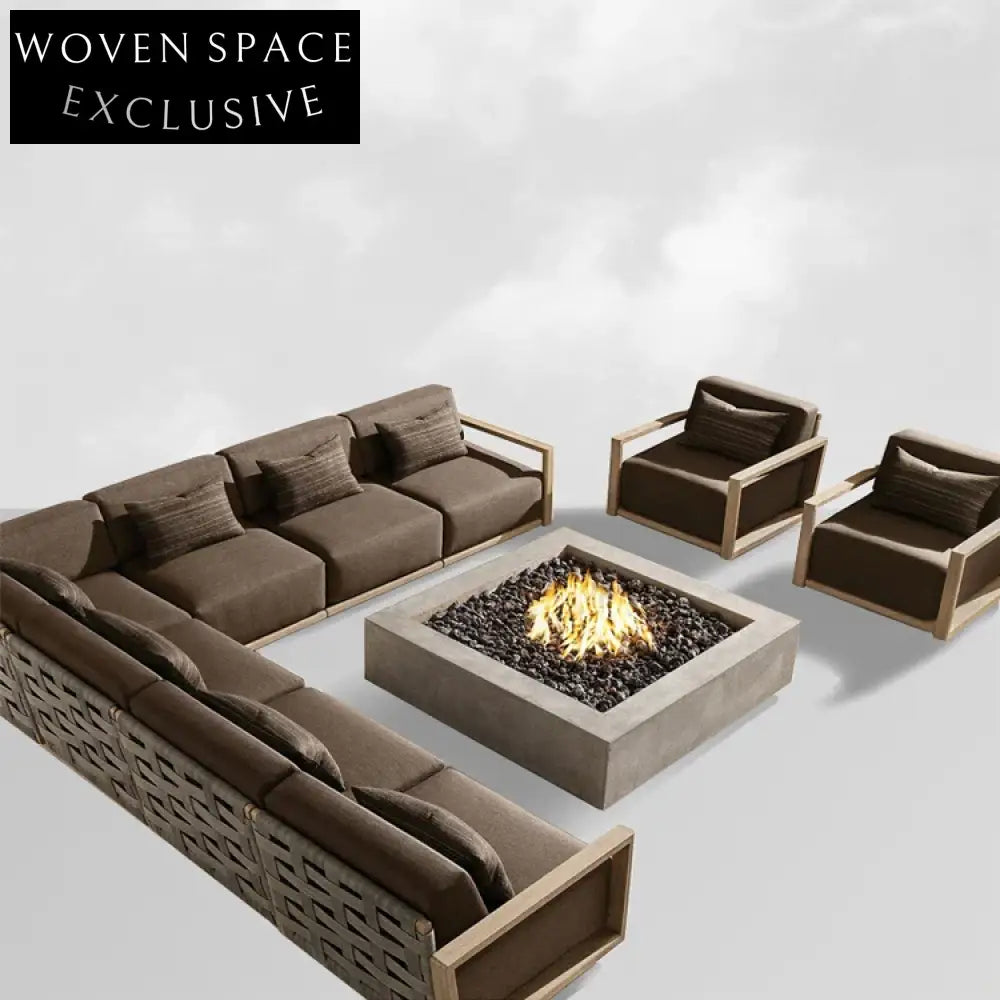 Luxurious Teak Wood Sectional Patio Sofa Set for Outdoor Garden Living
