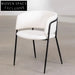 Luxurious Teddy Boucle Fabric Dining Arm Chair with Metal Legs