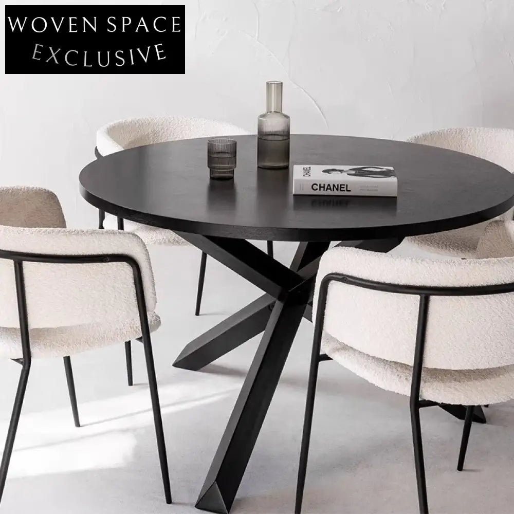 Luxurious Teddy Boucle Fabric Dining Arm Chair with Metal Legs