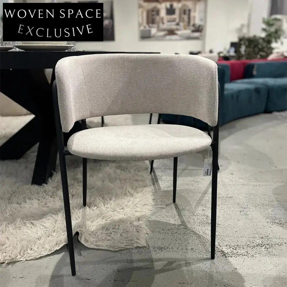 Luxurious Teddy Boucle Fabric Dining Arm Chair with Metal Legs