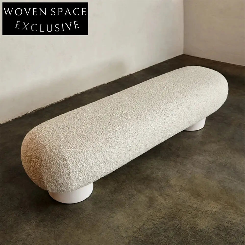 Luxurious Teddy Fabric Upholstered Ottoman Bench Sofa for Bedroom Living Room