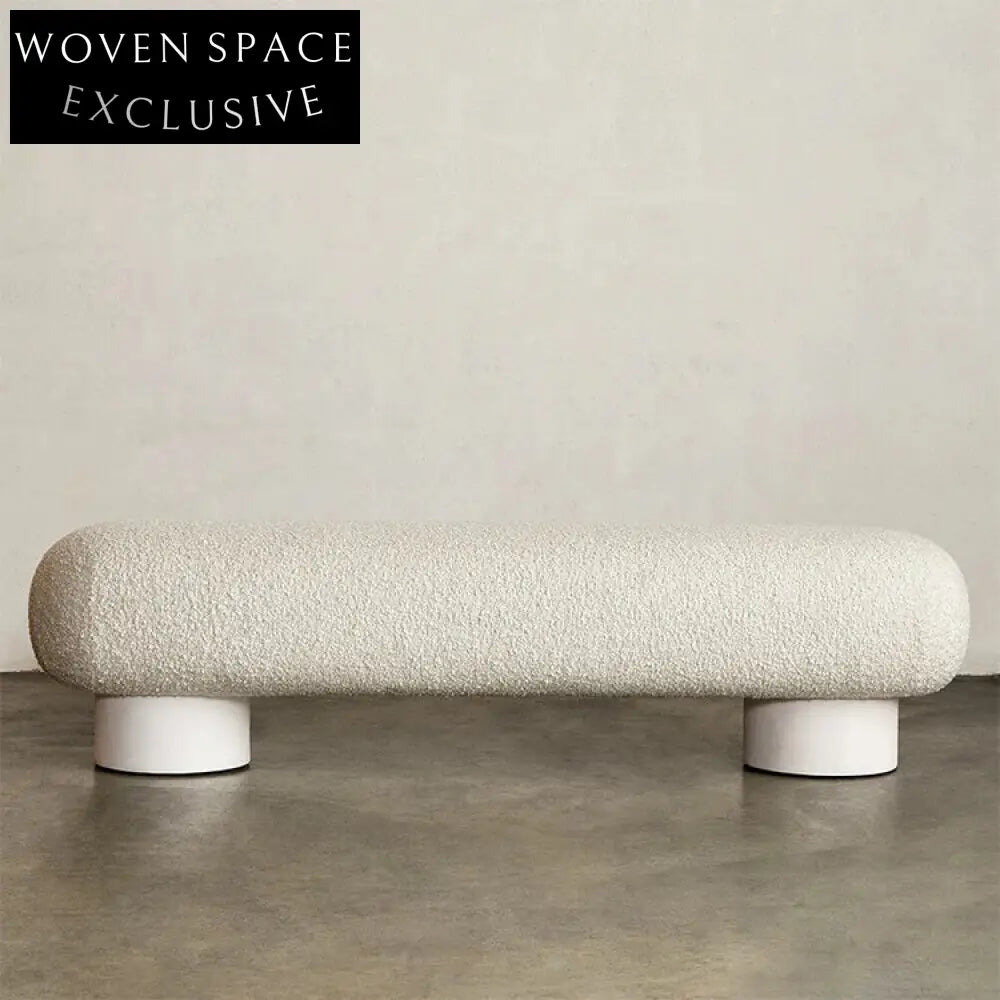 Luxurious Teddy Fabric Upholstered Ottoman Bench Sofa for Bedroom Living Room