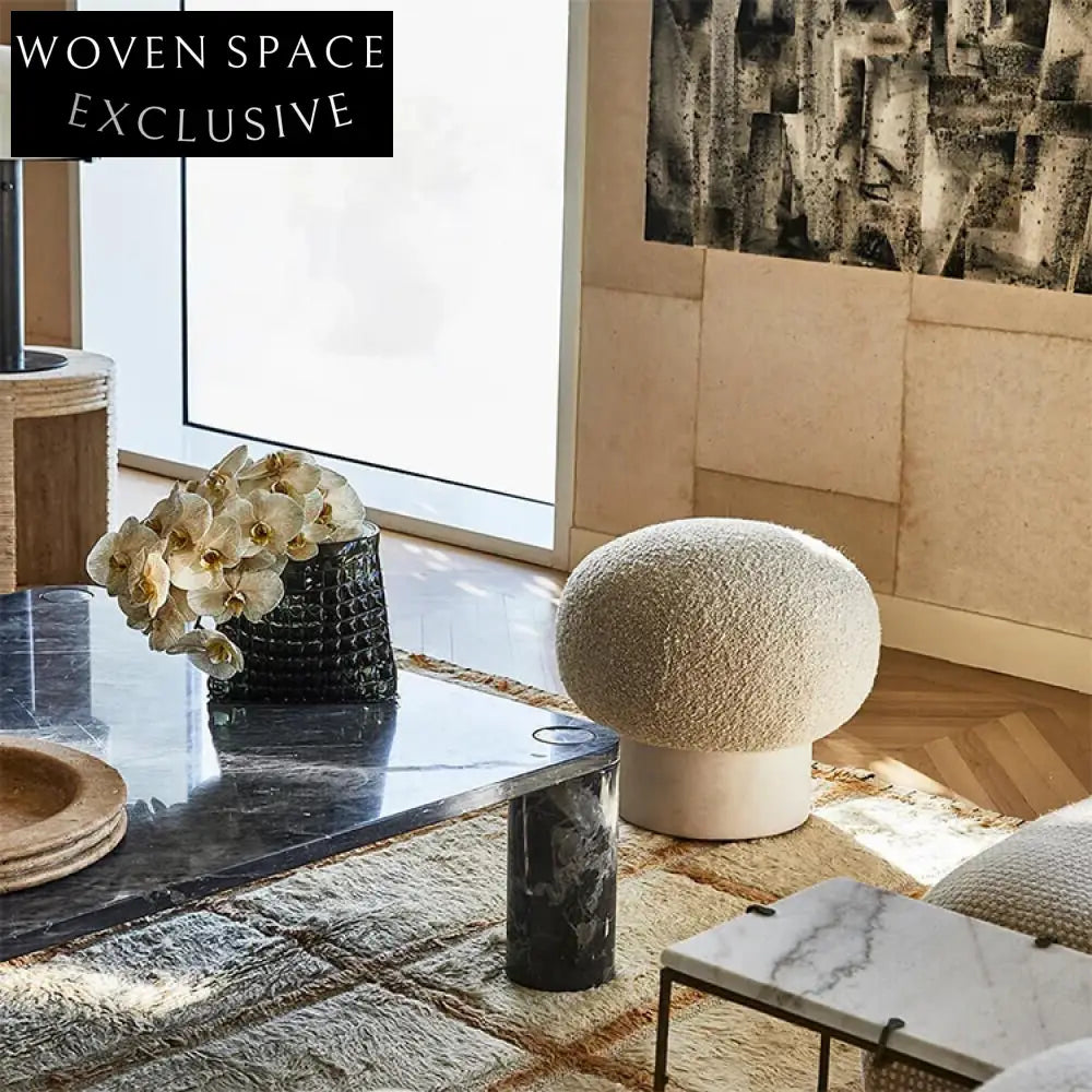 Luxurious Teddy Fabric Upholstered Ottoman Bench Sofa for Bedroom Living Room