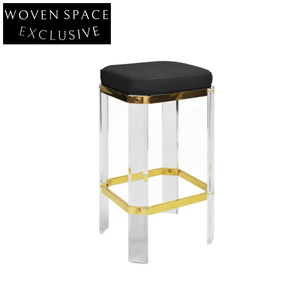 Luxurious Transparent Acrylic Bar Stool with High-Elastic Upholstered Fabric Seat