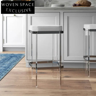 Luxurious Transparent Acrylic Bar Stool with High-Elastic Upholstered Fabric Seat