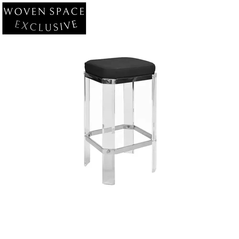 Luxurious Transparent Acrylic Bar Stool with High-Elastic Upholstered Fabric Seat