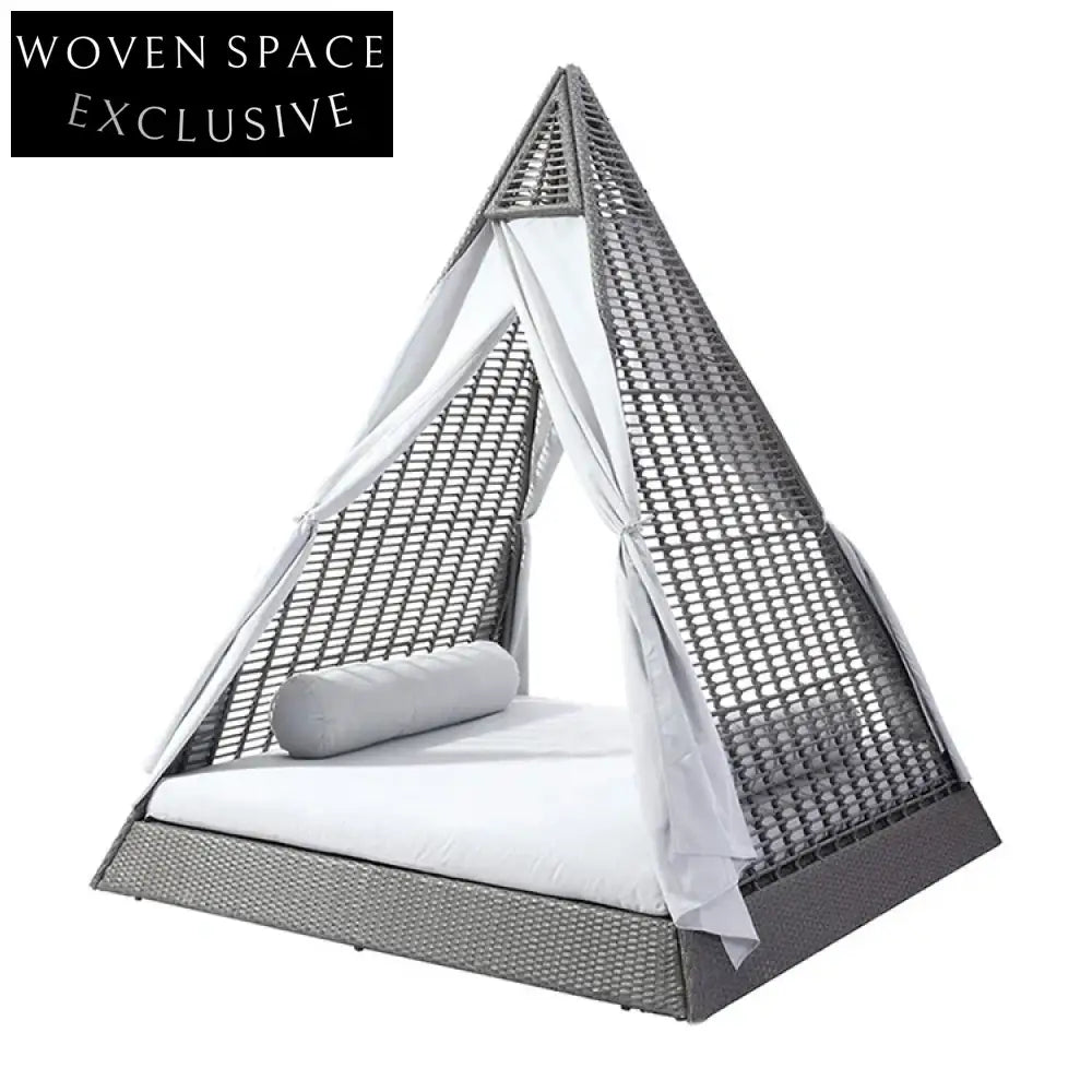 Luxurious Triangle Rattan Outdoor Daybed with Sun Protection Canopy