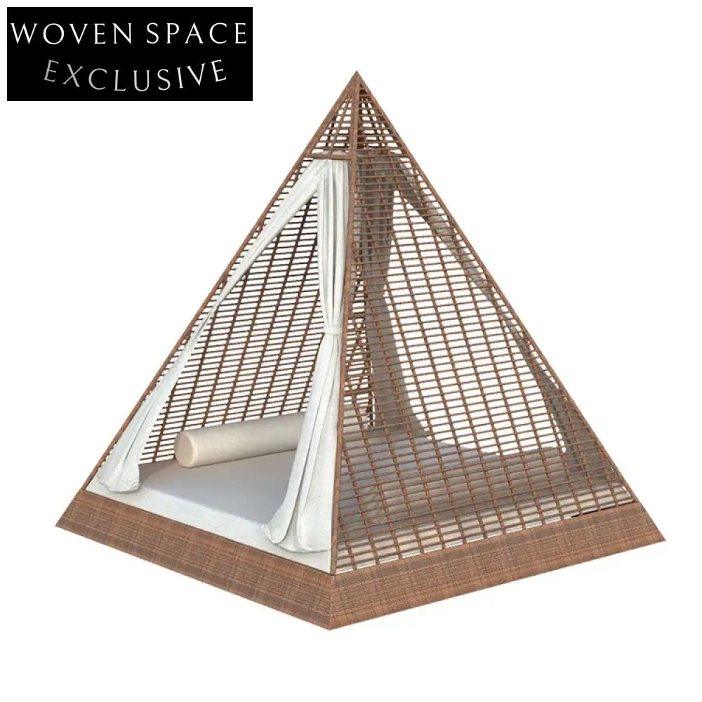Luxurious Triangle Rattan Outdoor Daybed with Sun Protection Canopy