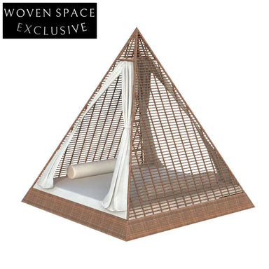 Luxurious Triangle Rattan Outdoor Daybed with Sun Protection Canopy