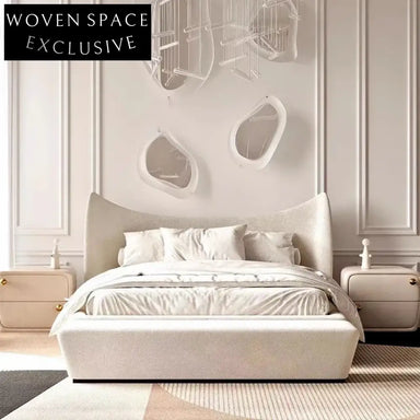 Luxurious Upholstered King Size Bed, Modern Fabric Design for Master Bedroom