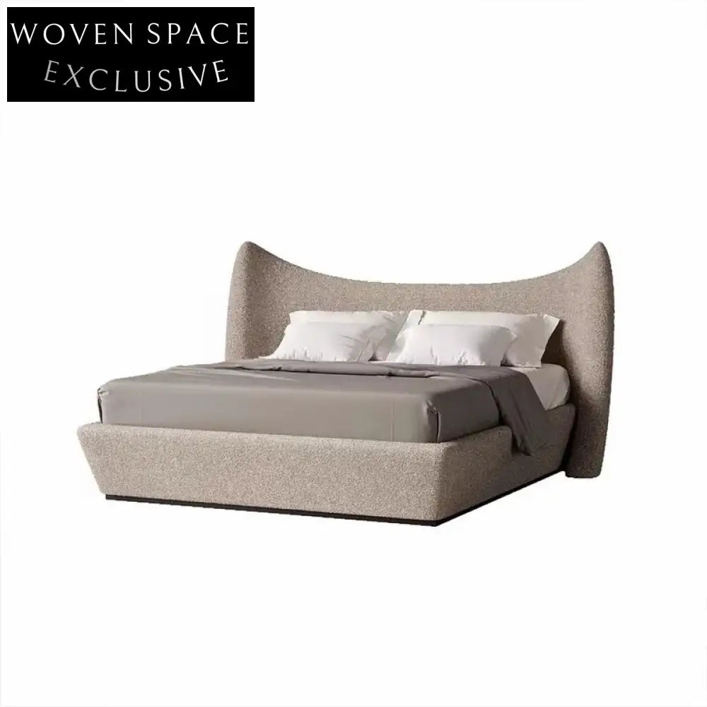 Luxurious Upholstered King Size Bed, Modern Fabric Design for Master Bedroom
