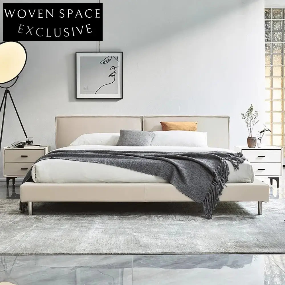 Luxurious Upholstered King Size Bed, Modern Leather Double Bed