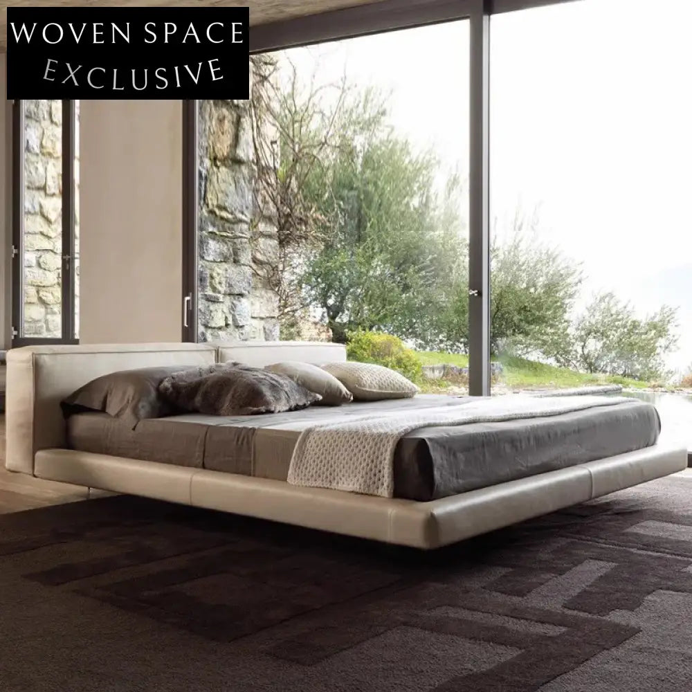 Luxurious Upholstered King Size Bed, Modern Leather Double Bed