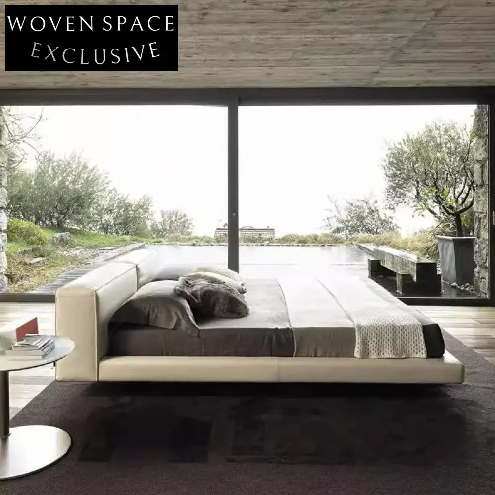 Luxurious Upholstered King Size Bed, Modern Leather Double Bed