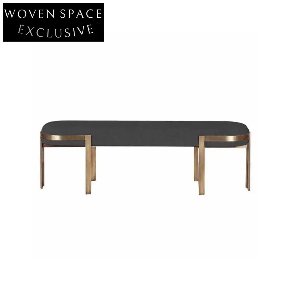 Luxurious Upholstered Stainless Steel Ottoman Bench for Modern Living Rooms