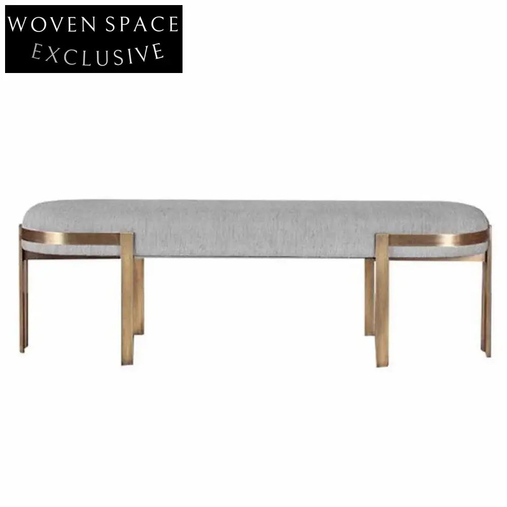 Luxurious Upholstered Stainless Steel Ottoman Bench for Modern Living Rooms