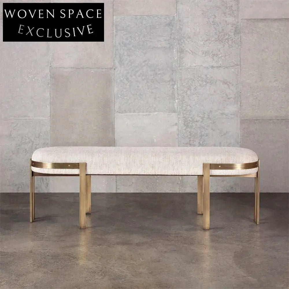 Luxurious Upholstered Stainless Steel Ottoman Bench for Modern Living Rooms