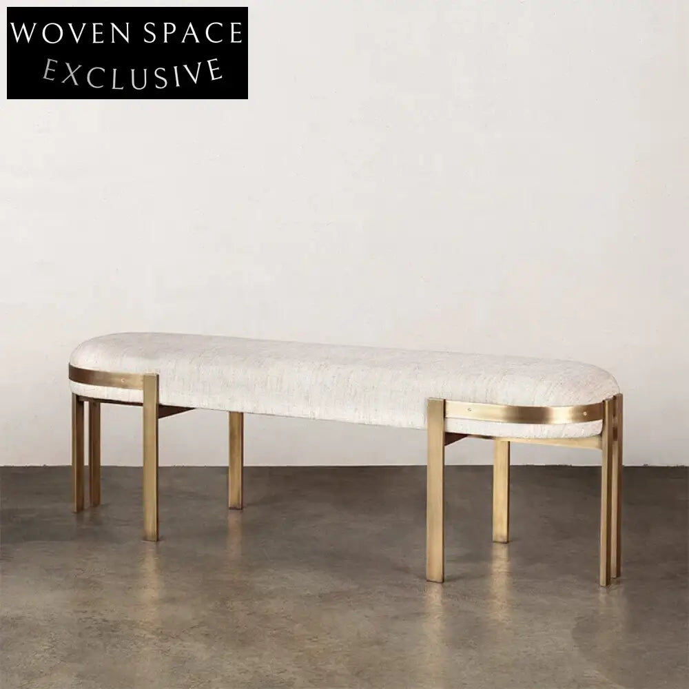 Luxurious Upholstered Stainless Steel Ottoman Bench for Modern Living Rooms