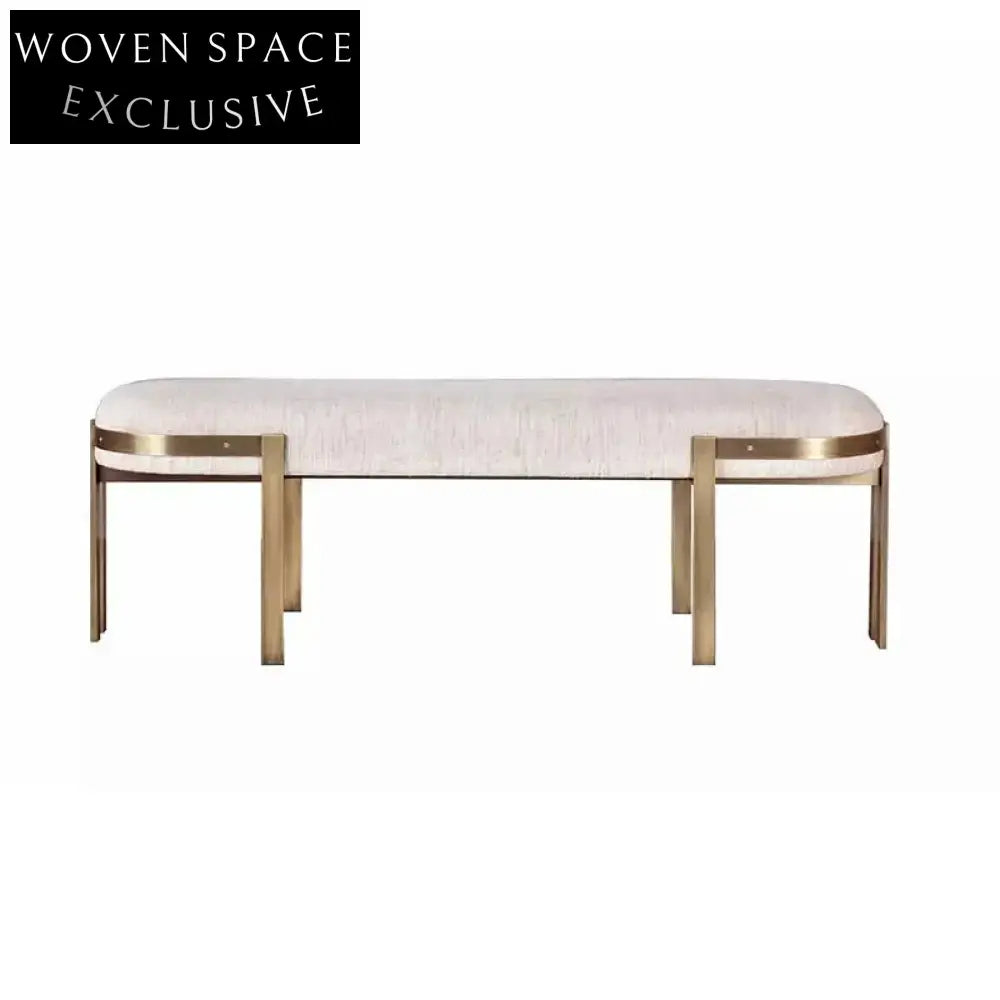 Luxurious Upholstered Stainless Steel Ottoman Bench for Modern Living Rooms