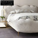 Luxurious Upholstered Teddy Fabric Soft Bed Italian Wooden King Size Frame