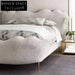 Luxurious Upholstered Teddy Fabric Soft Bed Italian Wooden King Size Frame